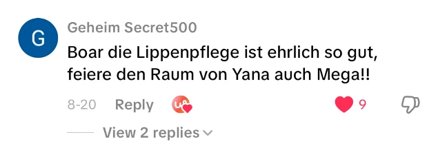 Kommentar von Geheim Secret500: „Boar die Lippenpflege ist ehrlich so gut“