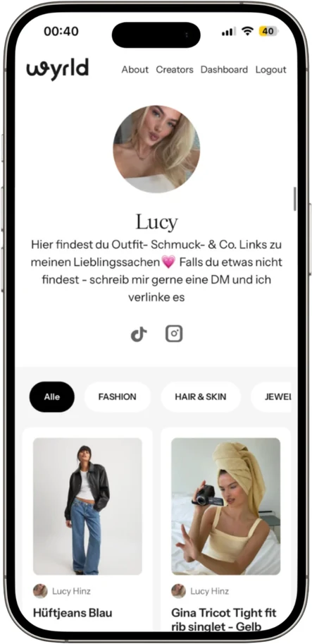 wyrld Shop View screen